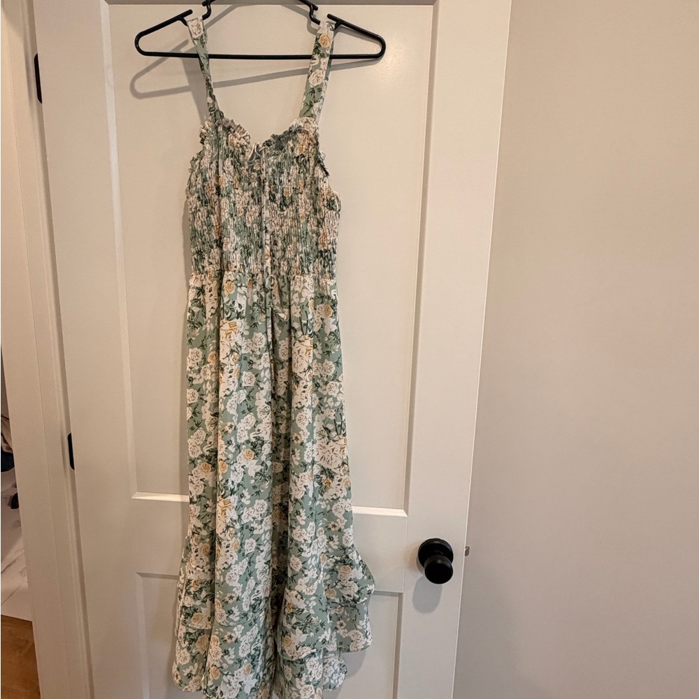 Grace Karin Green Floral Midi Dress